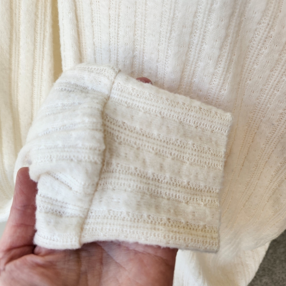 Maeve Anthropologie Womens Sweater Ivory Faux Wrap Front Long Sleeve Knit Xsmall - Picture 7 of 13